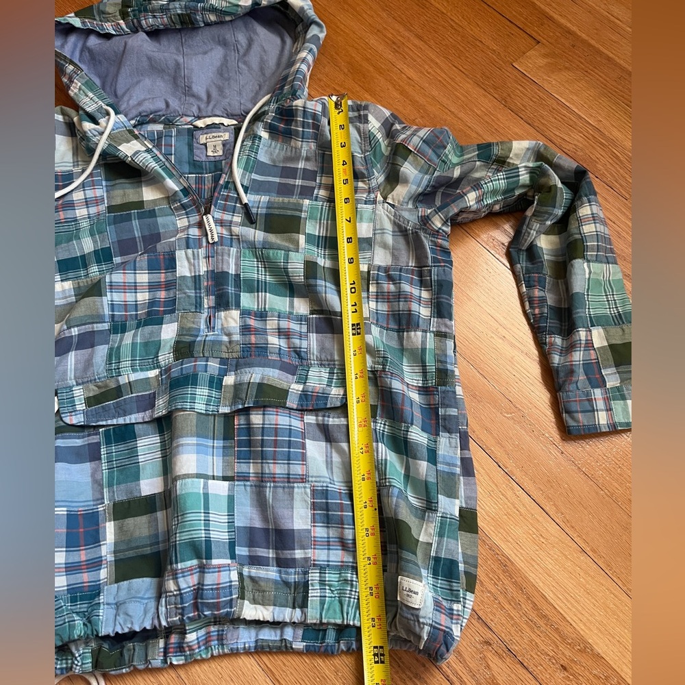 L.L.Bean Madras Patchwork Anorak Pullover Hooded … - image 2